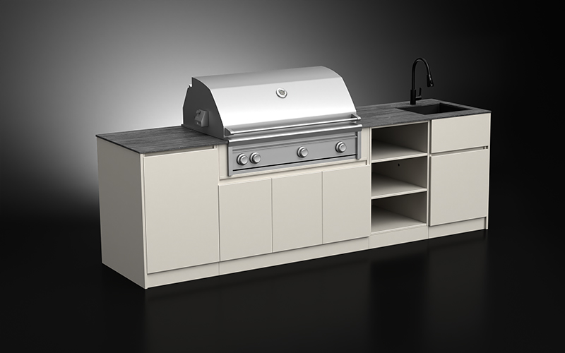 Powder-coated-Aluminium-Modern-Outdoor-Kitchen-For-42-Grill